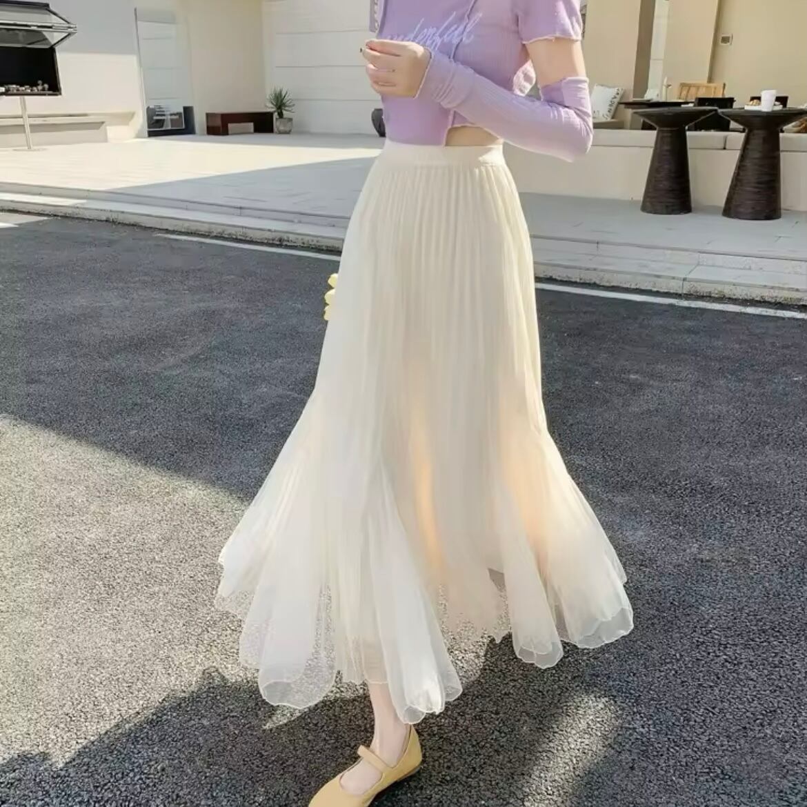 シフォンプリーツマーメイドスカート