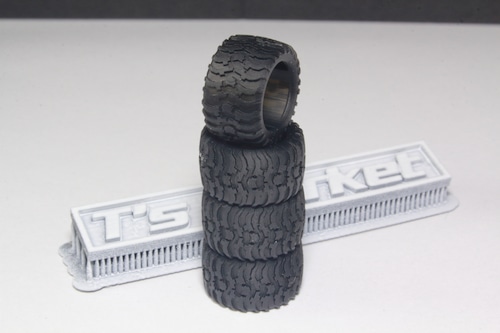 9.2mm オフロード用タイヤ タイプ4 BAJAPRO XS タイプ 3D プリント 1/64 黒レジン 未塗装