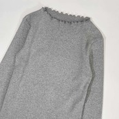green label relaxing ユナイテッドアローズ フリル 長袖 リブ カットソー Tシャツ /グレー/レディース