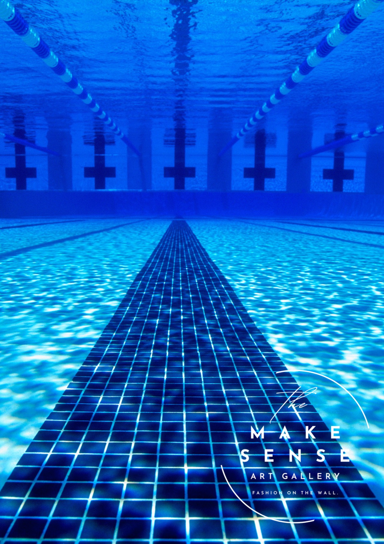 Pool party｜青の深さと水面のゆらぎが広がるミニマルアートポスター｜視線を導くタイルの構図が空間を洗練｜A3ポスター