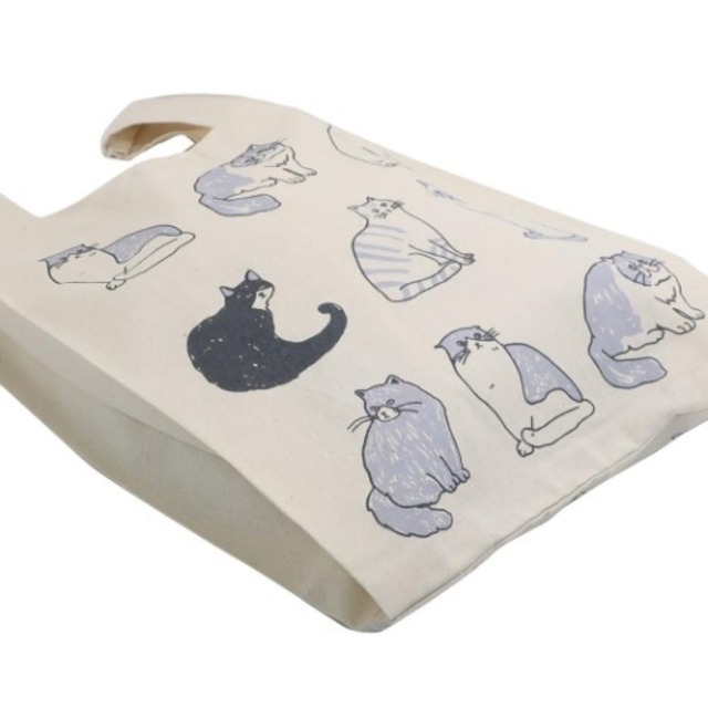 携帯バッグに最適♪Pea Pod コットンバッグ ネコがいっぱい