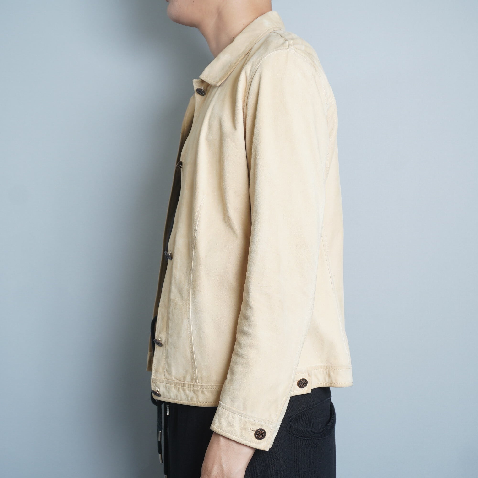 LOEWE】ロエベ 00s vintage アナグラム刻印メタルボタン GOAT LEATHER