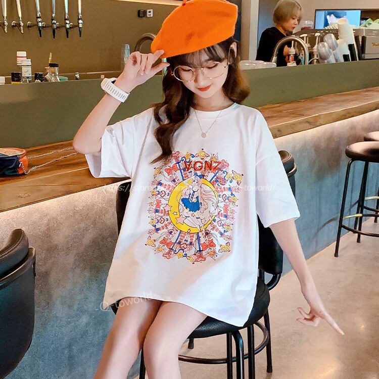 120㎝-170㎝】Tシャツ トップス リボン ホワイト 韓国版 可愛い 女の子 