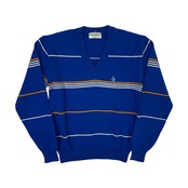 Grand Slam MUNSINGWEAR マンシング ボーダー Vネック ウールニット セーター S/ブルー