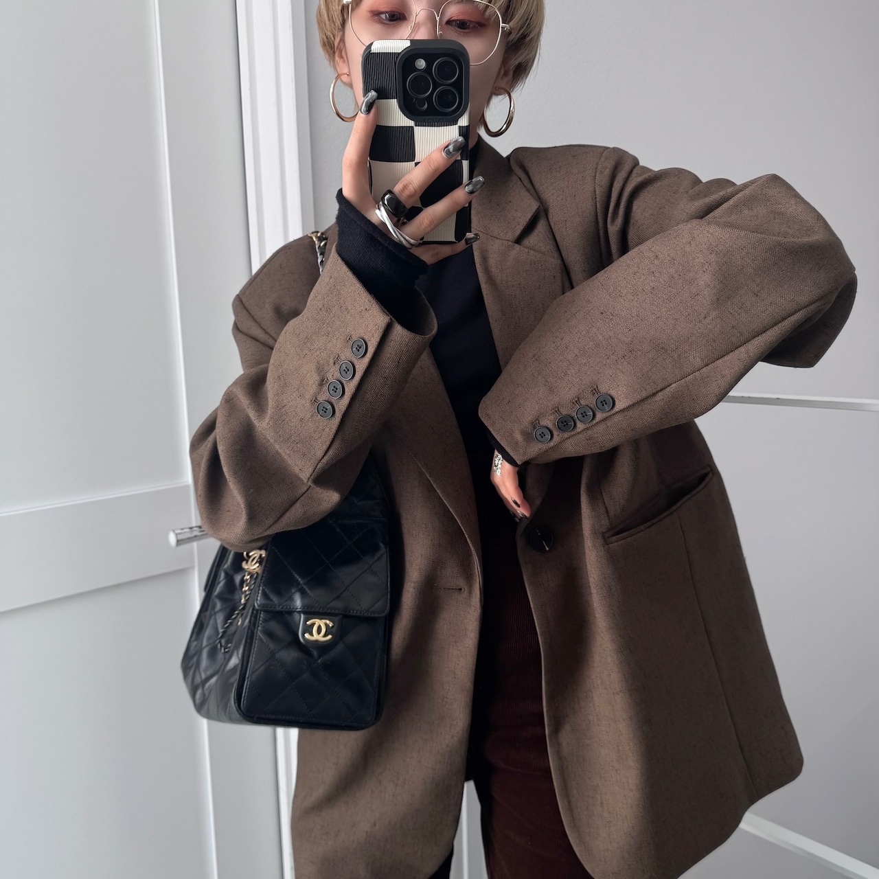 mixツイルオーバーハンサムJK/ブラウン