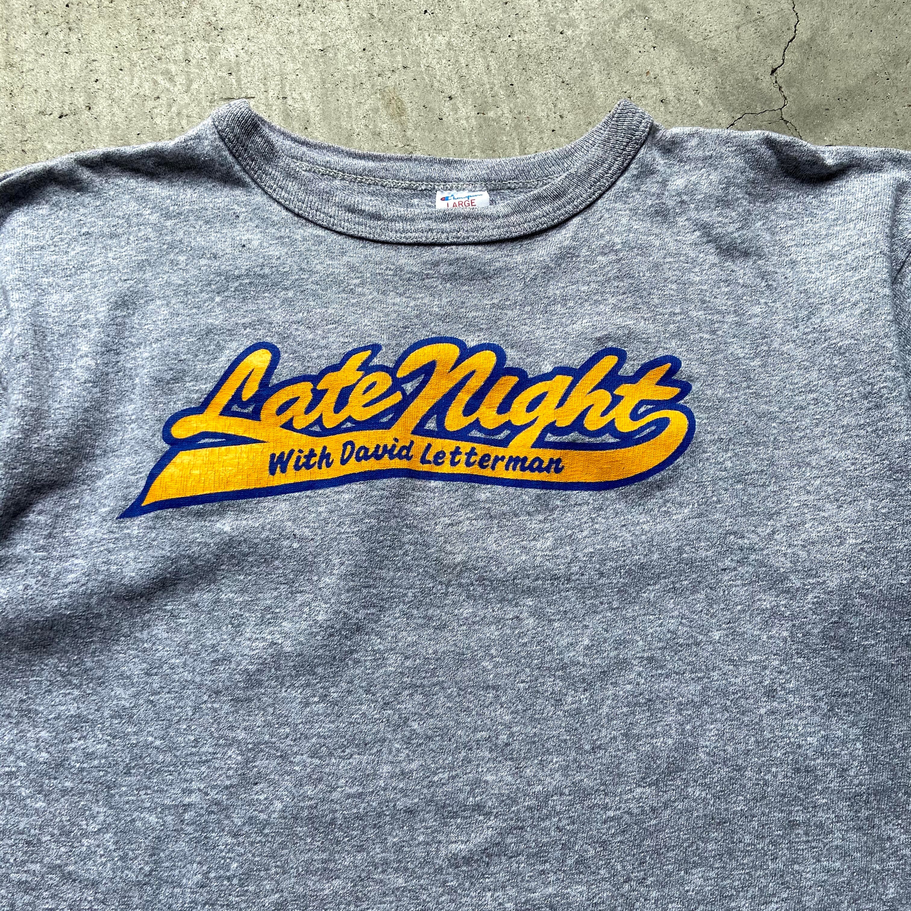 80年代 チャンピオン Champion トリコタグ プリントTシャツ Late Show with David Letterman USA製 メンズL ヴィンテージ /eaa337108