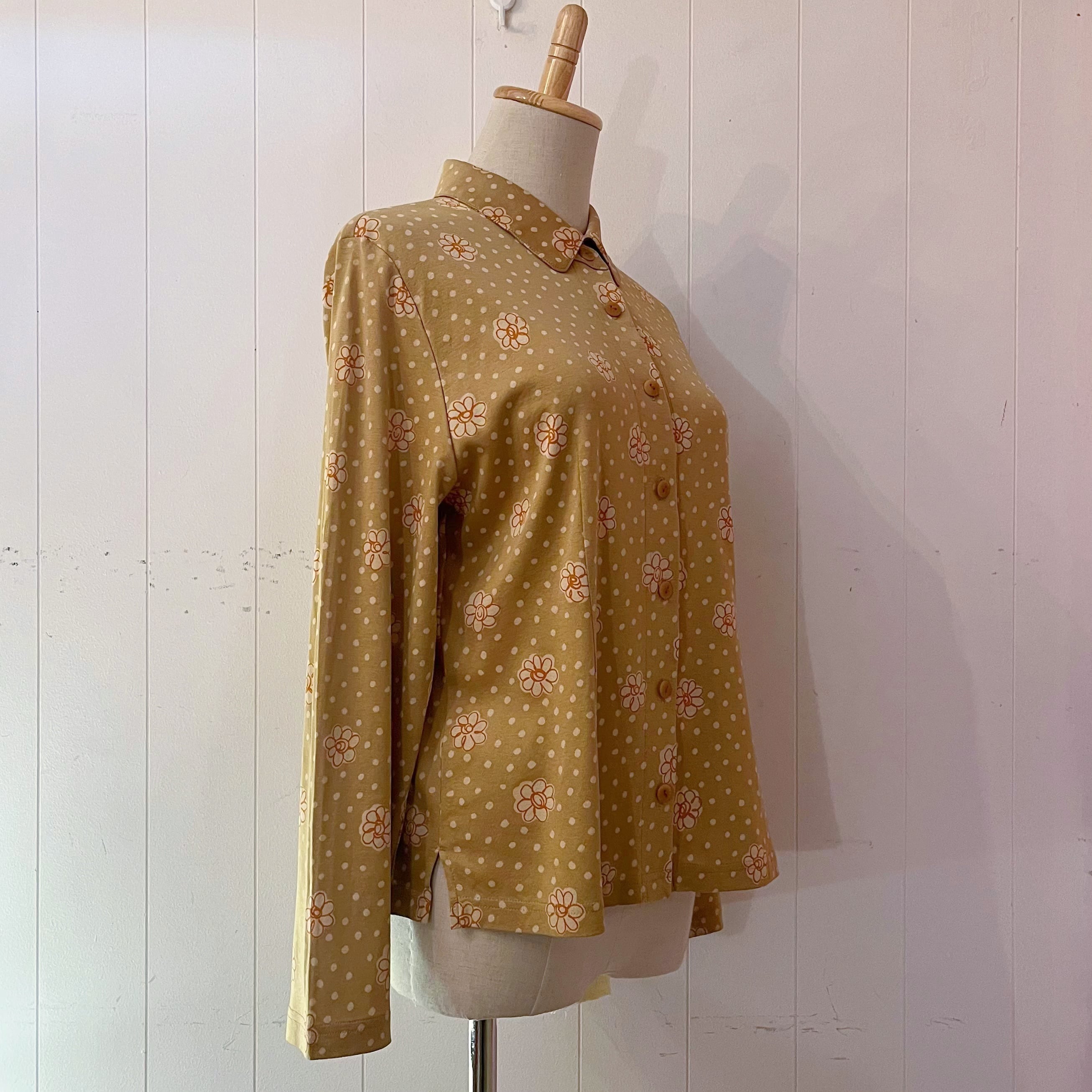 handwriting flower dot printed blouse