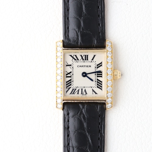 カルティエ タンクフランセーズ SM 純正ダイヤモンド レザー