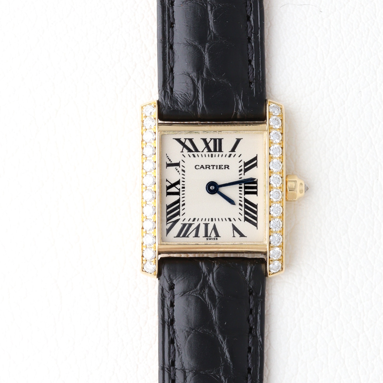 カルティエ タンクフランセーズ SM 純正ダイヤモンド レザー