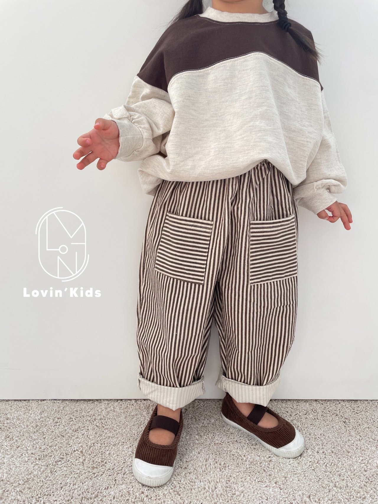 【Lovin'】ホットチョコスウェット 80〜130cm ベージュ/オートミール 241026 - 15