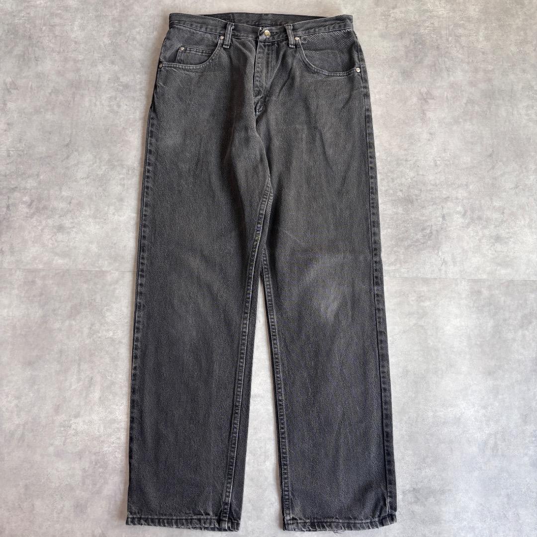 Wrangler ラングラー W32 ブラックデニムボトム 黒 古着 18491