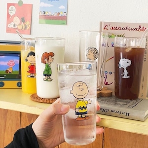 snoopy glass cup 400ml 5types / スヌーピー ピーナッツ コップ 韓国 北欧