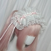 ♡【Sayakadoll Original No.11】【受注生産】 儚げパステルリボン ピュアホワイトフリルレースヘッドドレス purple ♡