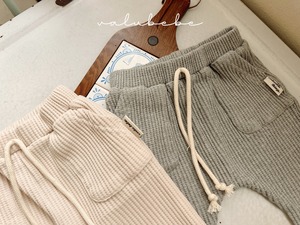 【valu bebe】 ワイドワッフルバギーパンツ／メランジグレー（70〜90cm）