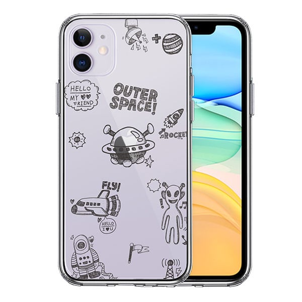 iPhone11 ケース ハードケース クリア UFO 宇宙人 アイフォン イレブン