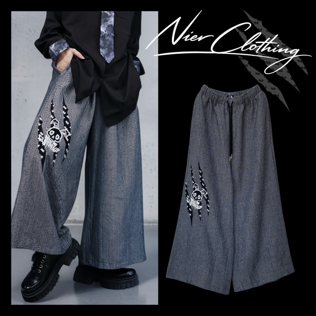 《早い者勝ちSALE》高品質RABBIT SKULL  HERRINGBONE WIDE PANTS -GRAY-