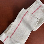リネン 　トーション　イニシャル刺繍　赤ライン　ダミエ織柄　大型ふきん　 ループなし 12CLda26