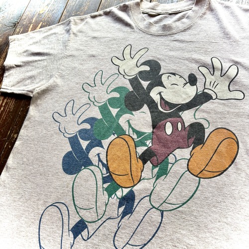 90's  Unknown Body 〝 JUMPING  MICKEY 〟 INK Print Single Stitch Sleeve T-Shirt / Size  About  LARGE