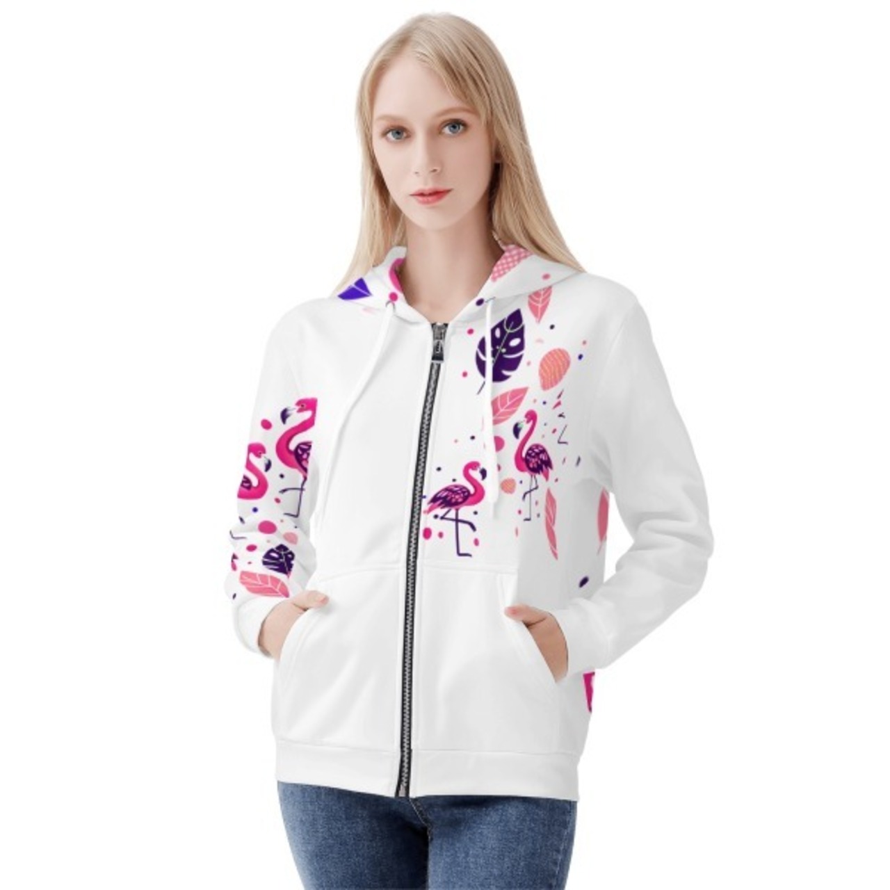 Women's All Over Print Zip Up Hoodie 4273