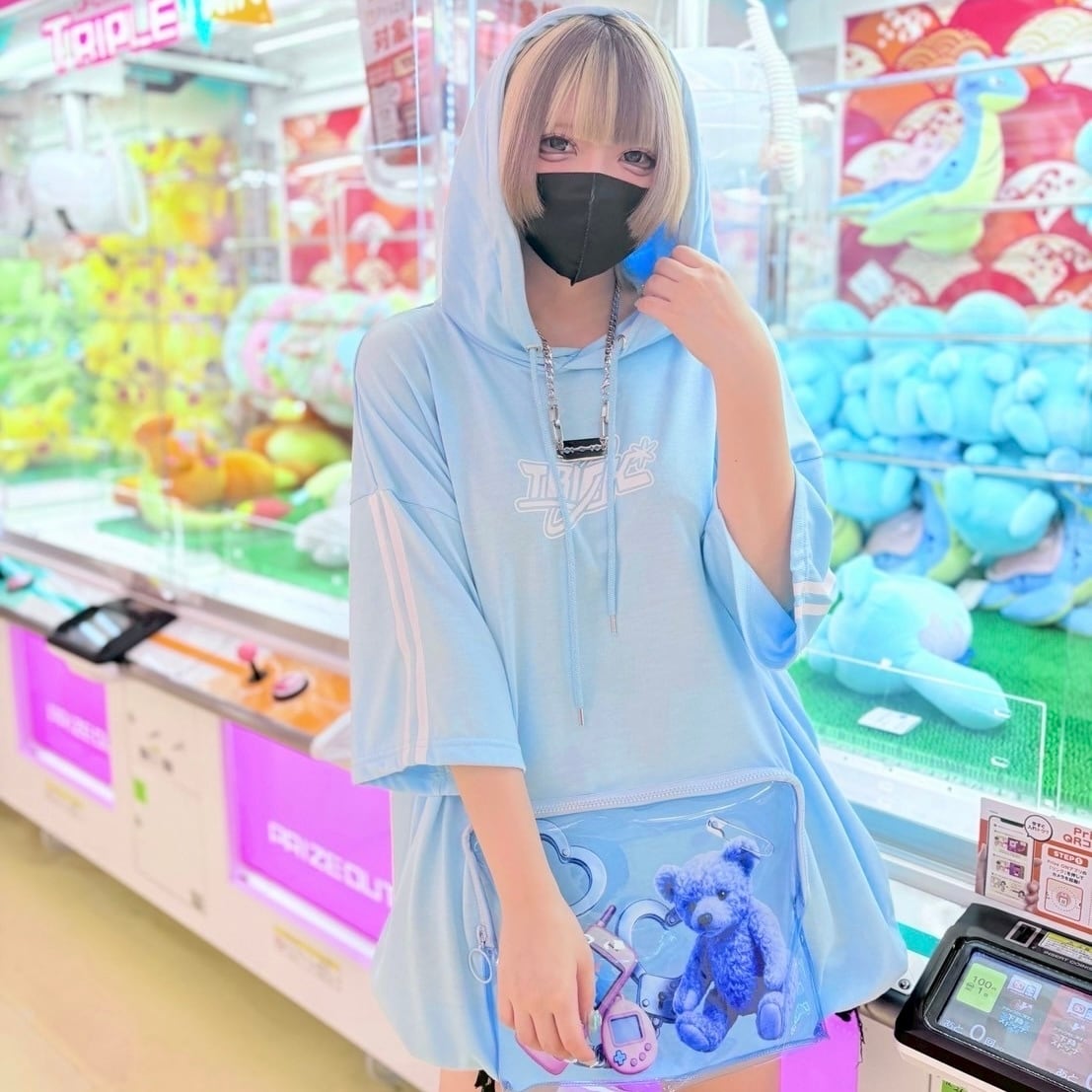 【 LISTEN FLAVOR】トリックベア 推し活パーカー【BLUE】 2513507 リッスンフレーバー   トップス ストリート サブカル 地雷系  ユニセックス オーバーサイズ