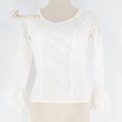 フラメンコ 衣装 トップス ブラウス 白 レース 高橋家 ダンス フリル 綺麗 パーティ 発表会 ホワイト系 おしゃれ エレガント フェスティバル ダンス衣装 レディース シンプル