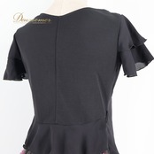 社交ダンス 衣装 Chacott チャコット ツーピース セットアップ 上下セット ブラック系 パープル系 黒 ピンク レース フリル ダンス パーティ 発表会 レッスン 練習 おしゃれ レディース かわいい 上品 エレガント 舞台衣装