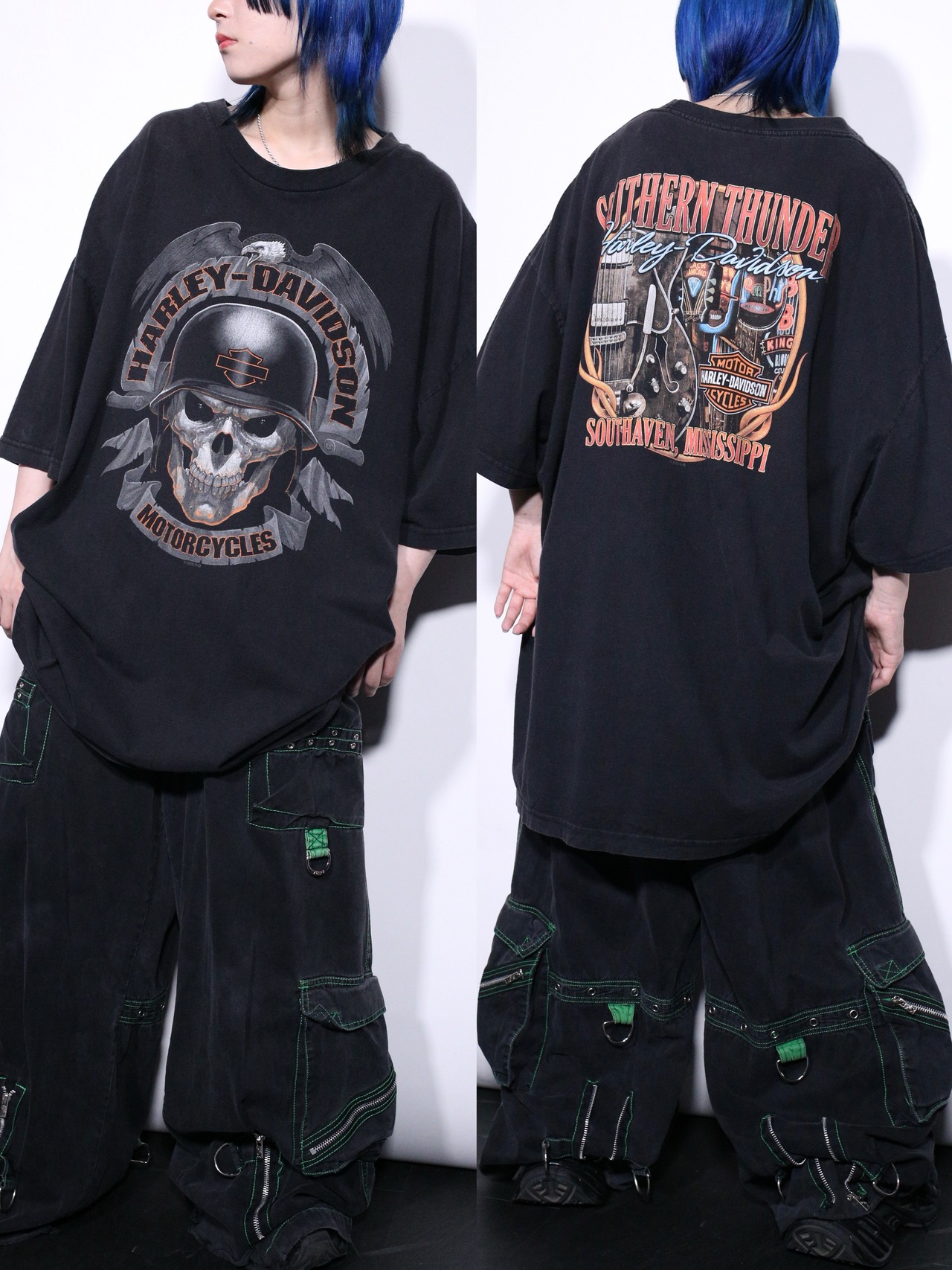 "Harley-Davidson"  XXL over silhouette skull graphic tee - 1