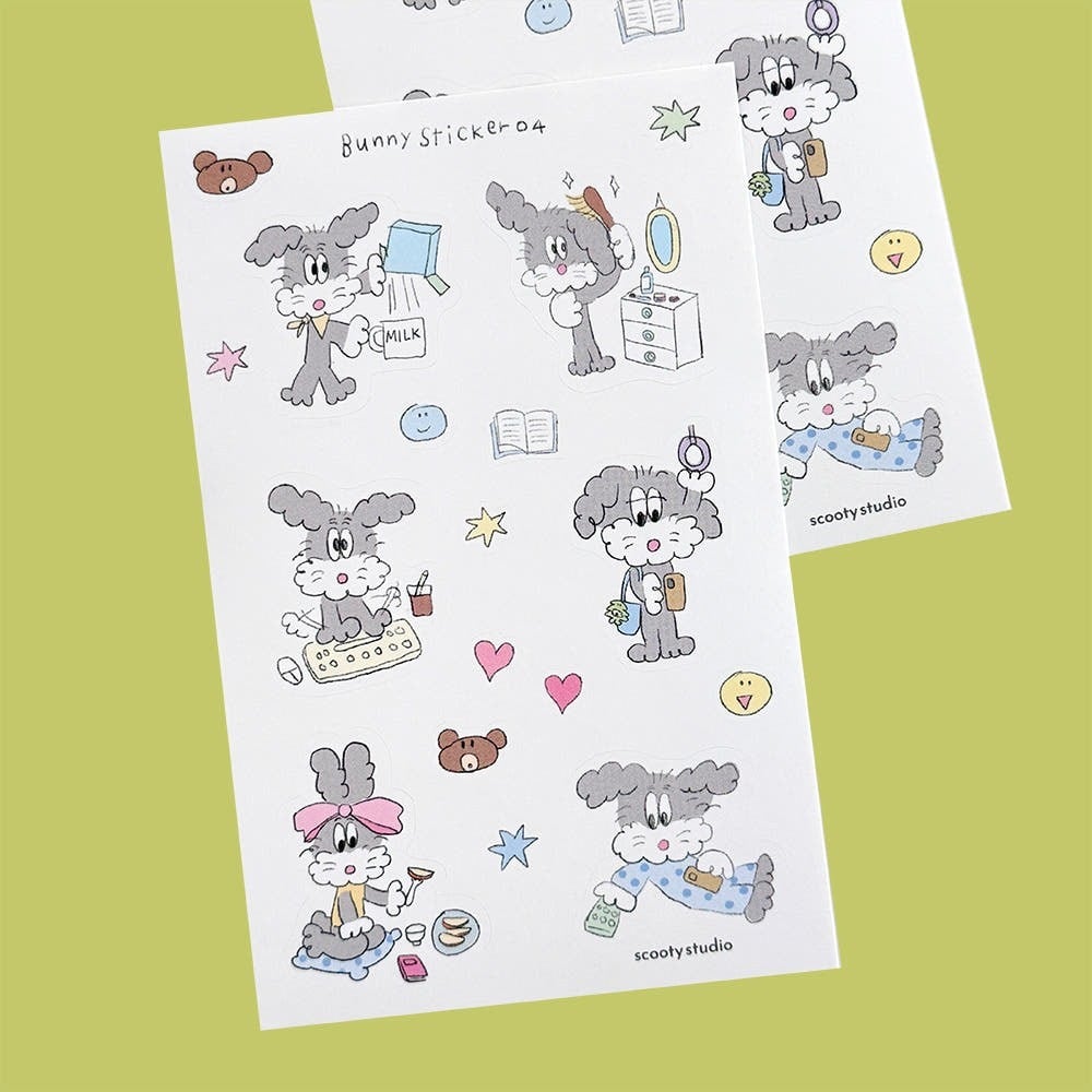 シール・ステッカー Bunny scooty studio] scooty friends ステッカー（bunny / 2シート入り