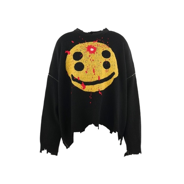 【SAINT MICHAEL】SM-YS1-0000-C07/CP_CREW KNT/SMILE/BLACK