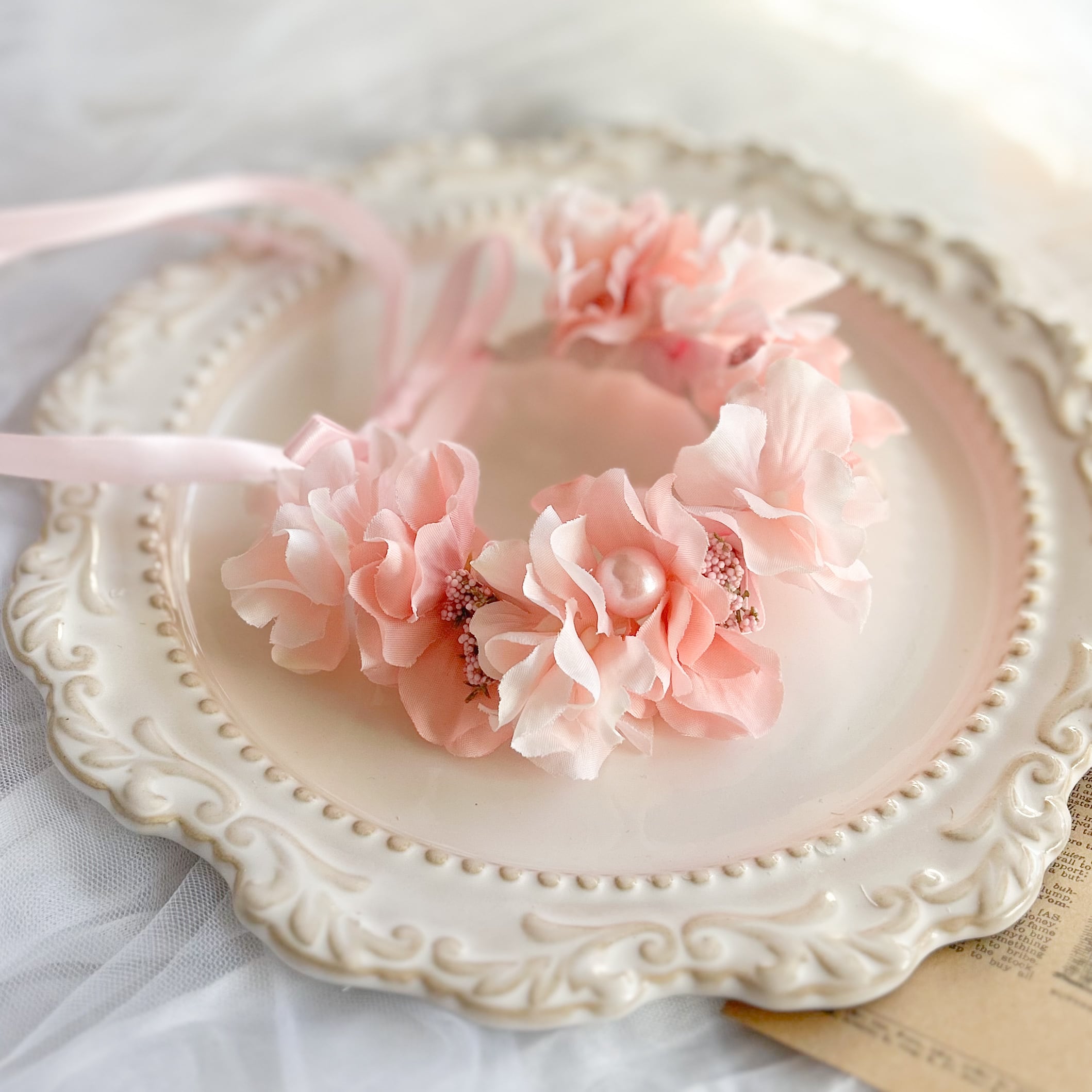 Pink pink【ペット用造花花冠】