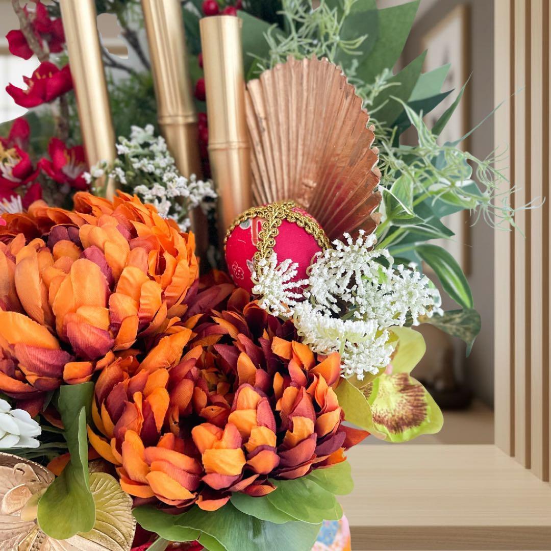 和モダン門松 M｜可憐な花々と竹が奏でる、モカアンドマルシェの迎春