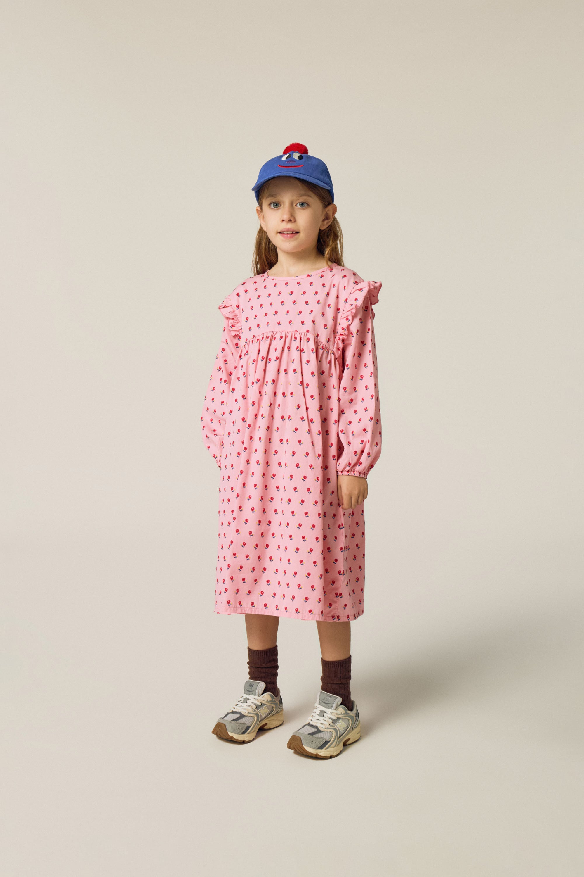【26AW】The Campamento(カンパメント)Flowers Pink Dress(3y/4y/5-6y/7-8y/9-10y/11-12y)ワンピース 花 ピンク