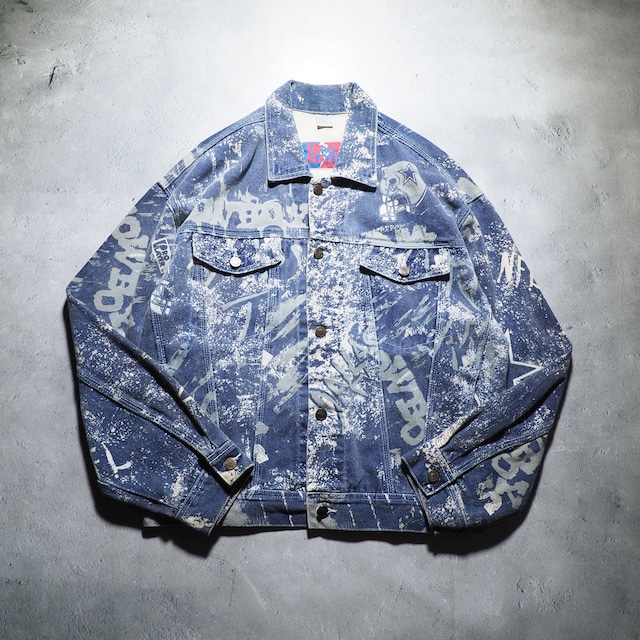 1990s ” Pro player ” custom printed vintage loose Denim  jacket