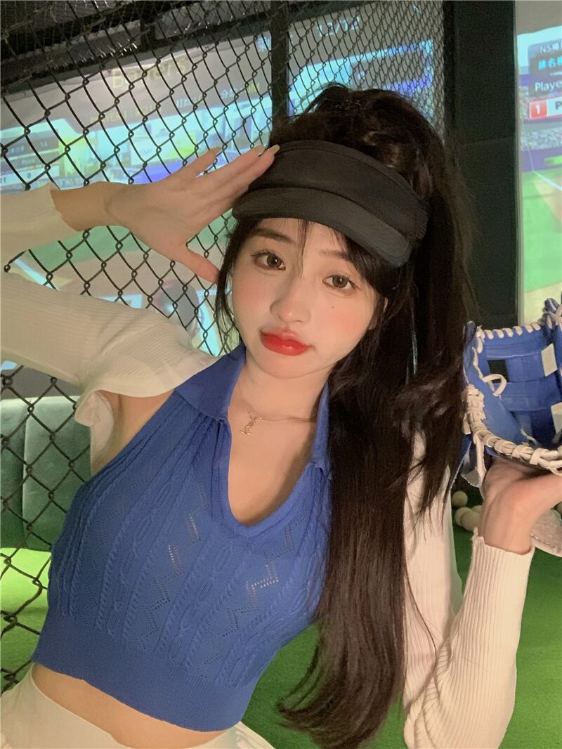 ホルターニットサマーショートトップス 夏物 ヨーロピアン ブラックストロベリース28473868899