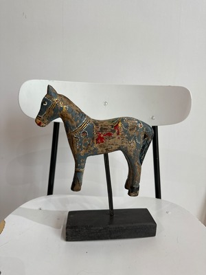 Vintage blue grey 木彫り馬のobject