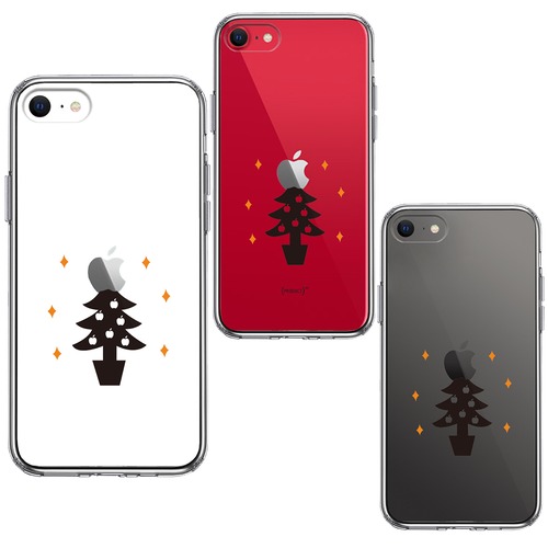 【即納】iPhoneSE(第２世代) スマホケース おもしろ Christmas tree クリスマス ツリー 面白い クリアケース 透明 人気 アップル りんご