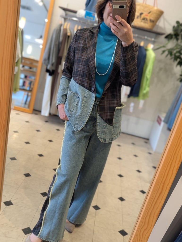 MICALLE MICALLE＞ デニム切り替えチェック柄ジャケット | s.cute