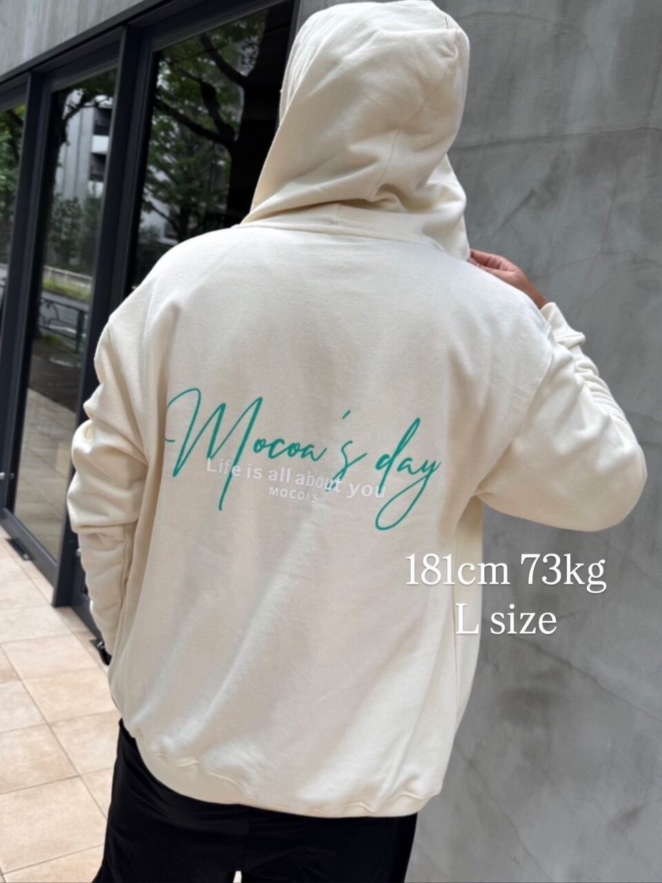 再入荷！LIFE IS ALL ABOUT YOUジップパーカー￥7,200+tax | mocoa's inc