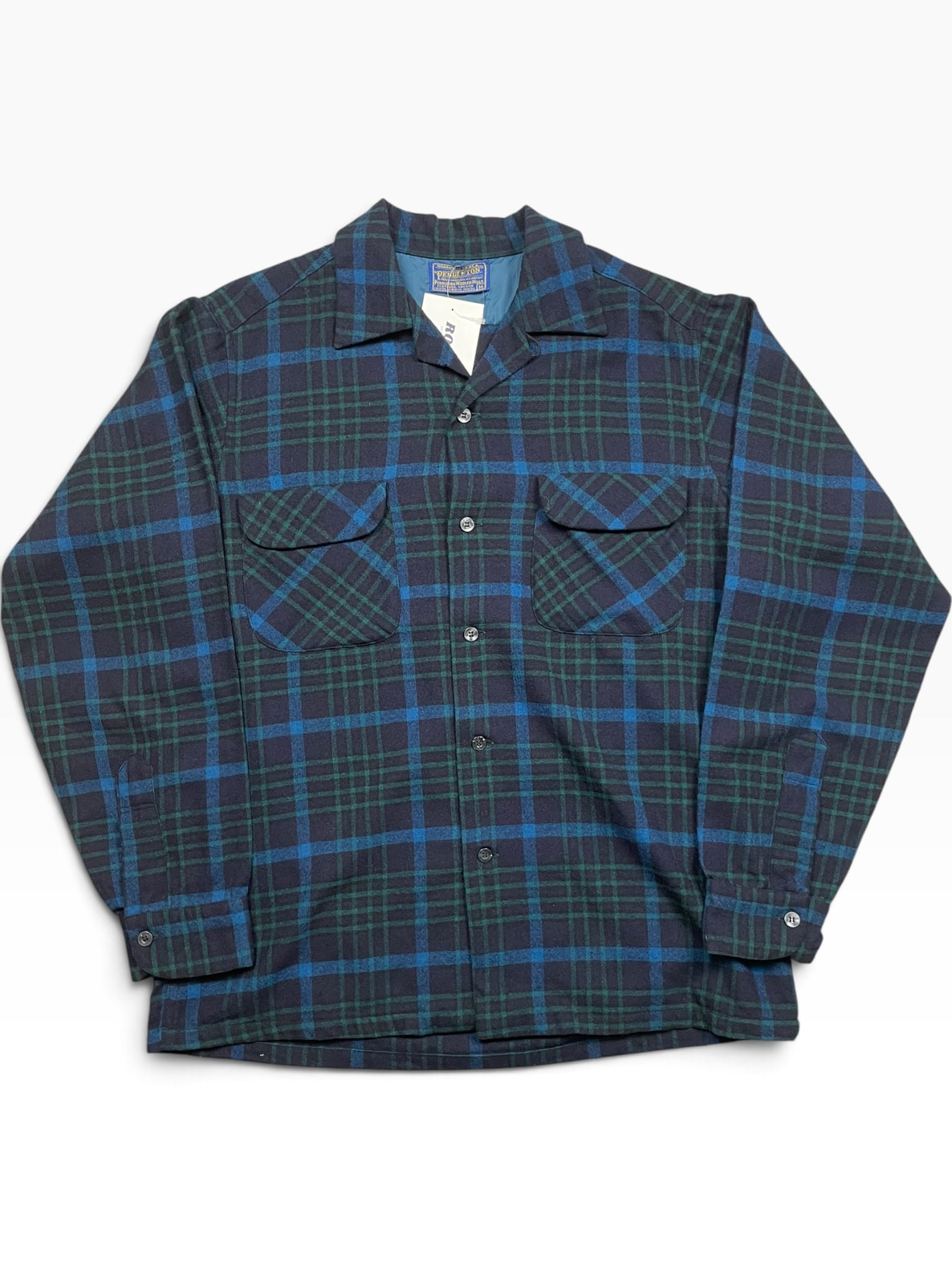 《M》PENDLETON ペンドルトン ボードシャツ 開襟 両胸ポケット USA製 60年代 vintage no.10635