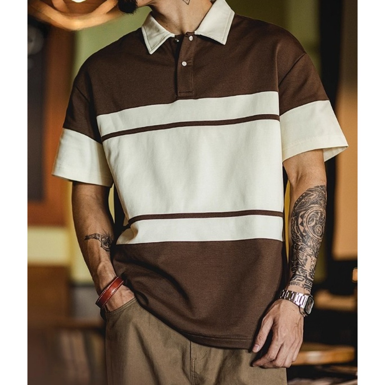 アメカジスタイルレトロボーダーポロ 10156