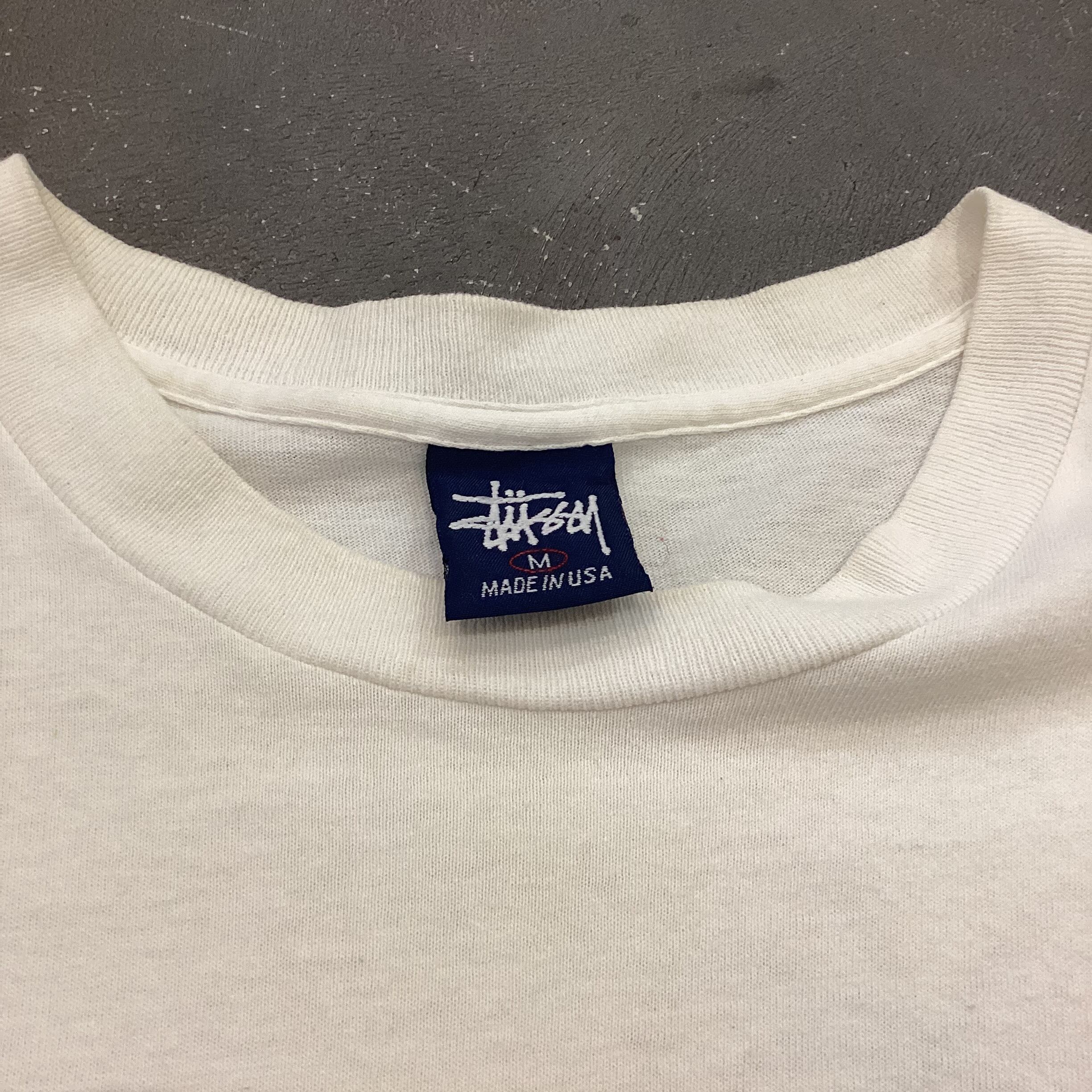 90s USA製 オールドステューシー スケートマン Tシャツ 紺タグ
