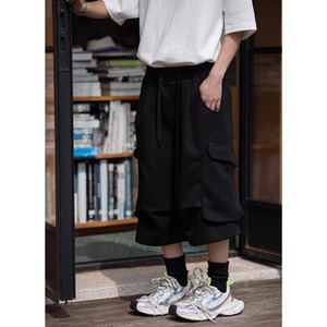 Wide leg cargo sweat shorts 0974