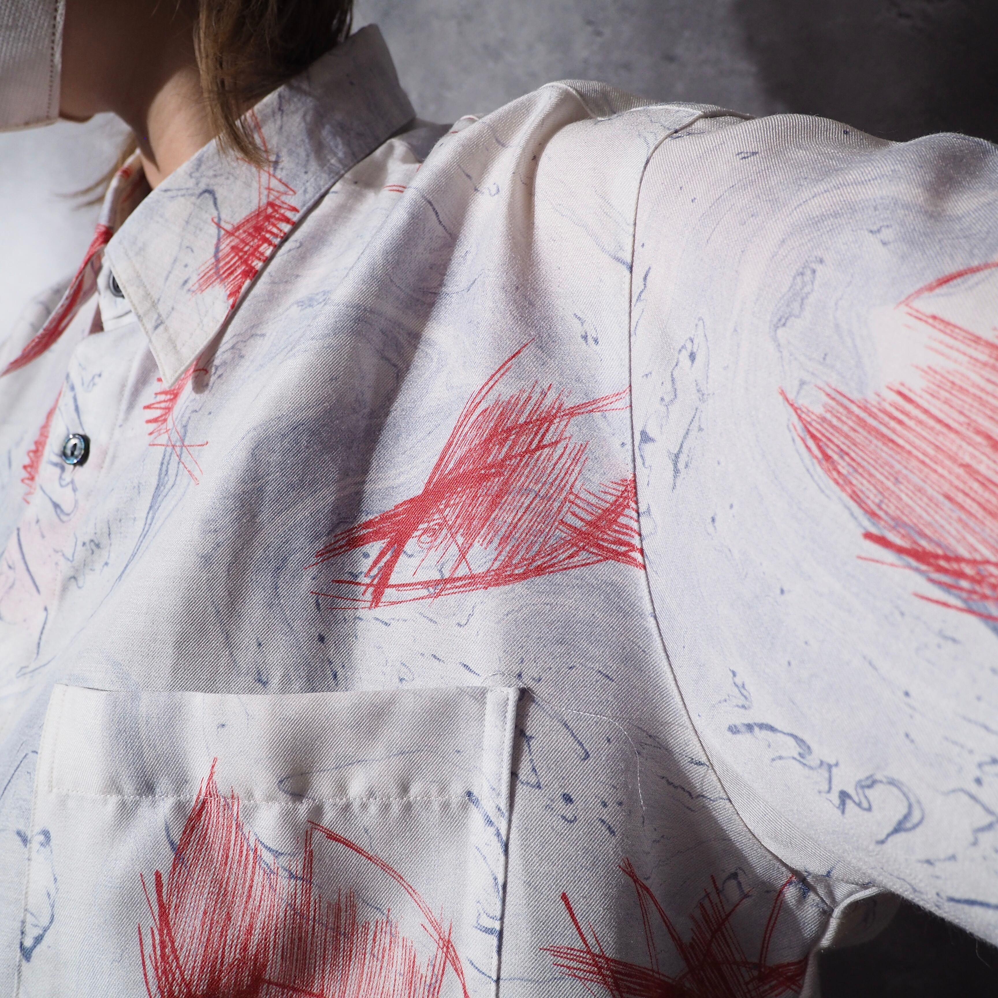 1990s Contemporary art printed box silhouette shirt