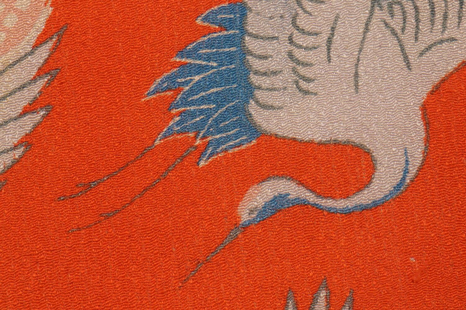 597G8 はぎれ 古布 古生地 鶴 正絹 リメイク素材 材料