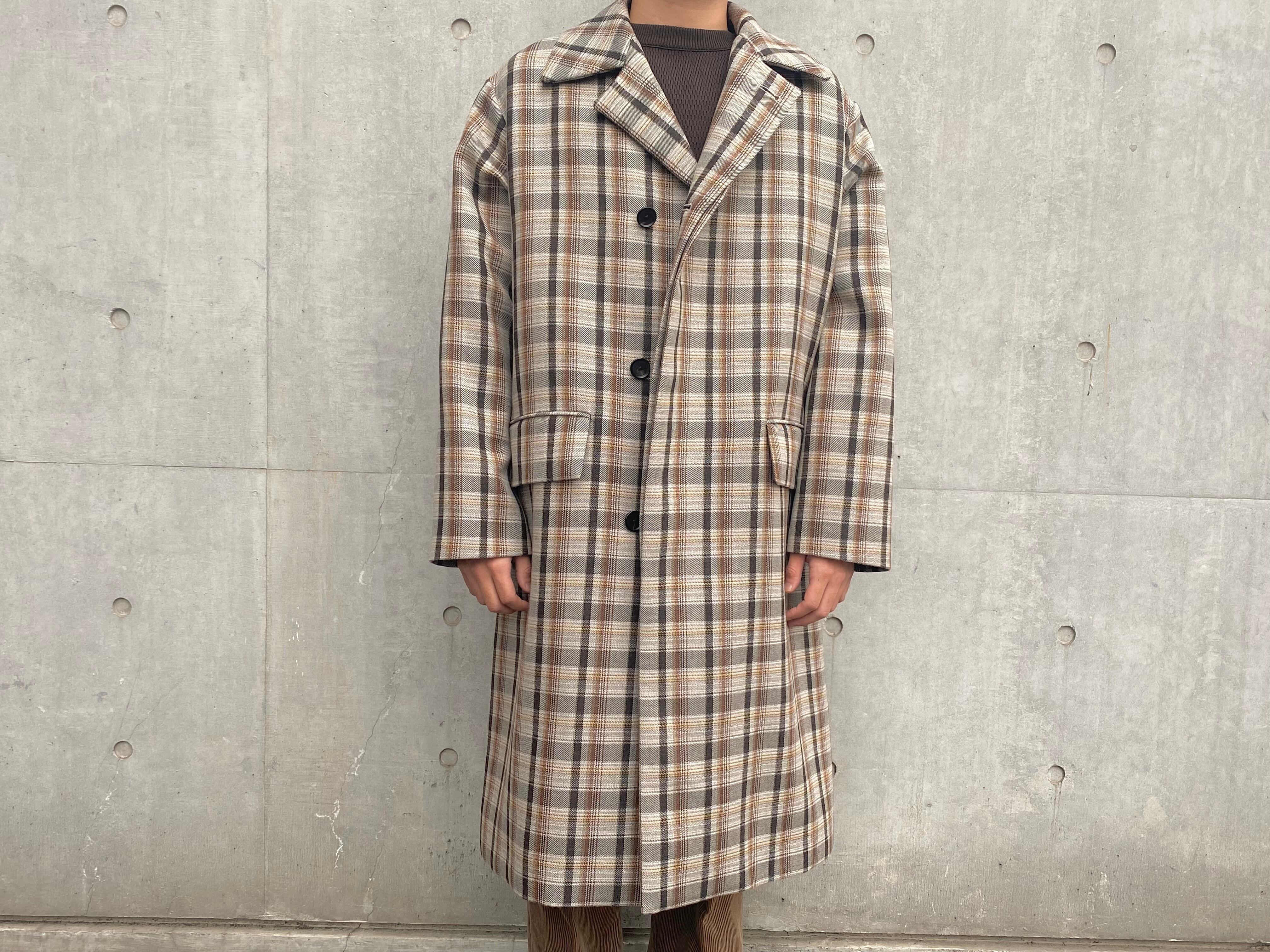 AURALEE DOUBLE FACE CHECK SOUTIEN COLLAR COAT A9ACBN 4