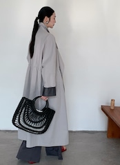 大人ドレープカラー ロングライトコート