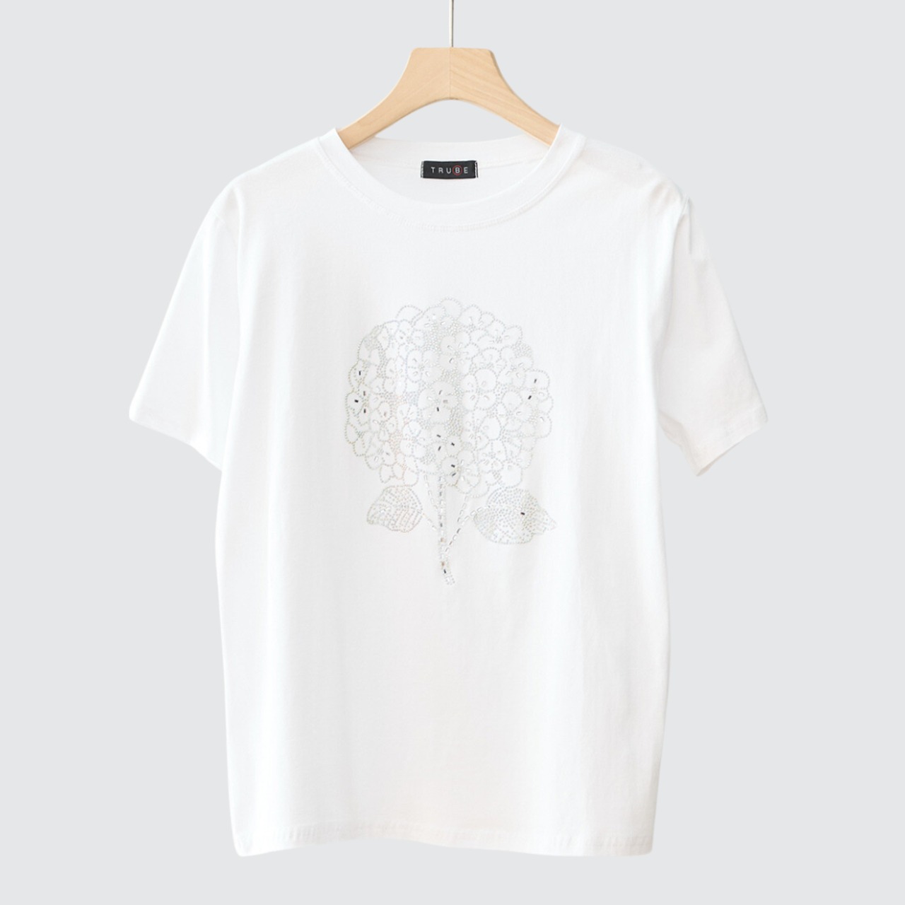 TRUBE アジサイラインストーンデコTシャツ【M~L】ホワイト