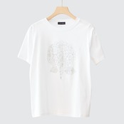 TRUBE アジサイラインストーンデコTシャツ【M~L】ホワイト