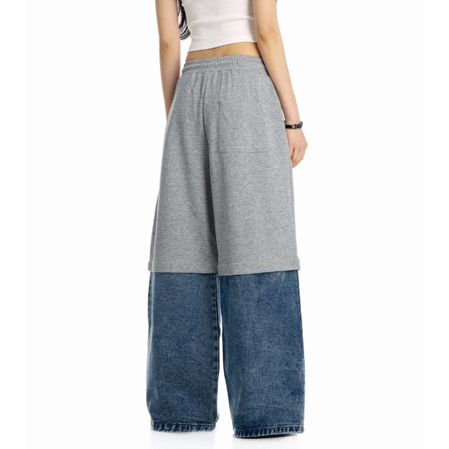 sweat denim mixed pants　スウェットデニムミックスパンツ　J1879