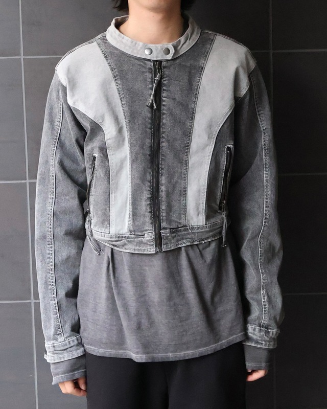 short length switching denim blouson